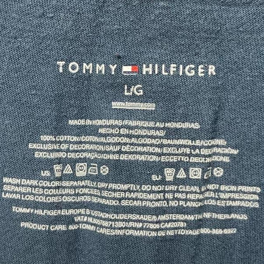 plain blank blue Tommy Hilfiger short sleeve crewneck casual small logo T-shirt - Picture 3 of 4